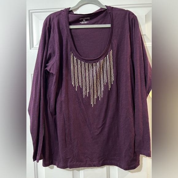 Eddie Bauer Tops - Eddie Bauer XXL Women's Long Sleeve Shirt Purple w/ sequins